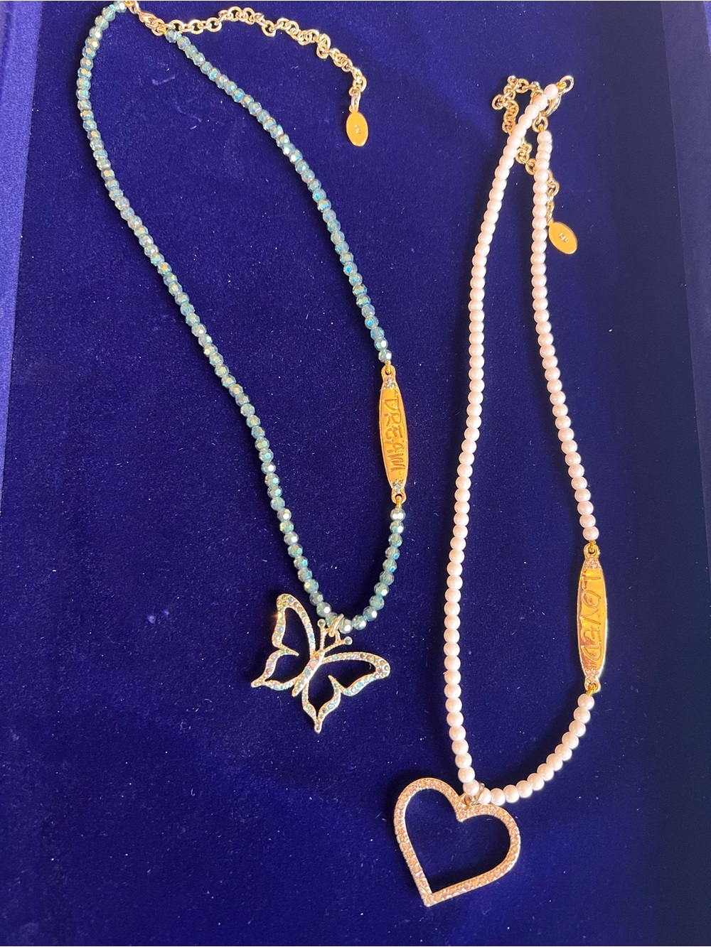 Heidi Daus Loved & Dream Pearl Necklace Swarovski Crystal Heart Necklaces